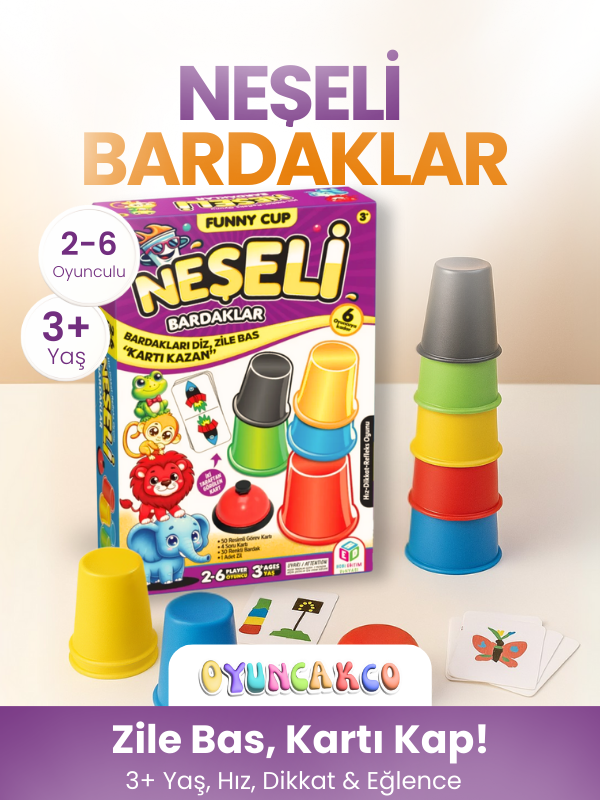 Neşeli Bardaklar Zeka ve Refleks Oyunu | 3+ Yaş Eğitici Çocuk Oyunu