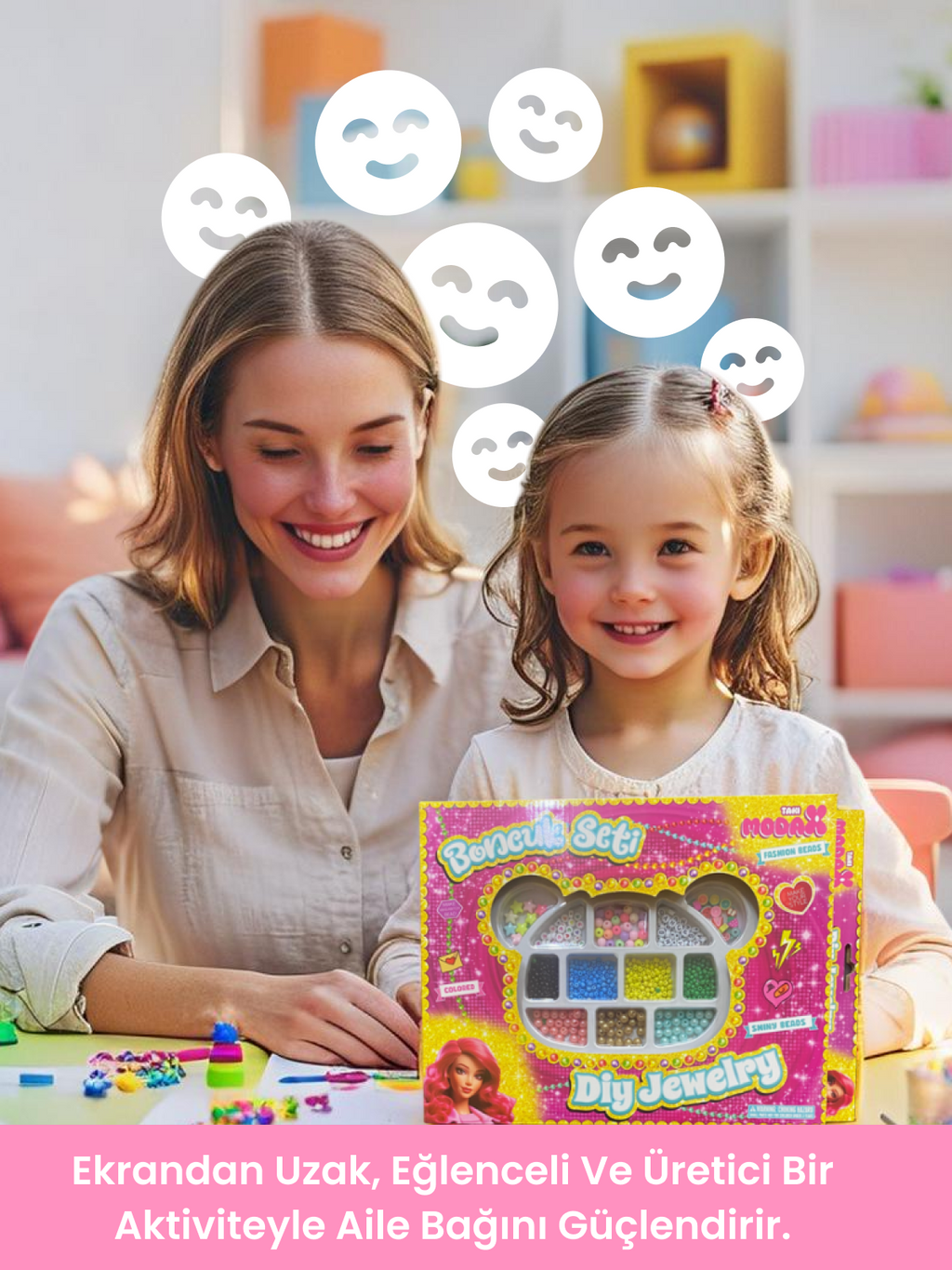 Panda Kutulu Renkli Boncuk Takı Yapım Seti | 3+ Yaş DIY Takı Oyunu