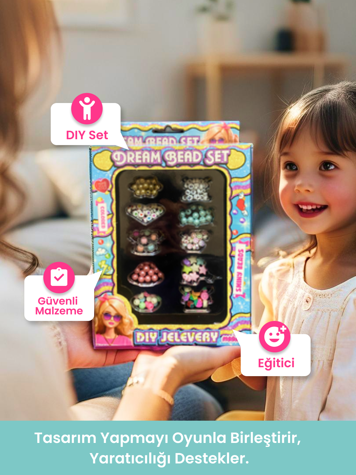 Dream Bead Set Renkli Boncuk Takı Yapım Seti | 3+ Yaş El Becerisi Oyunu