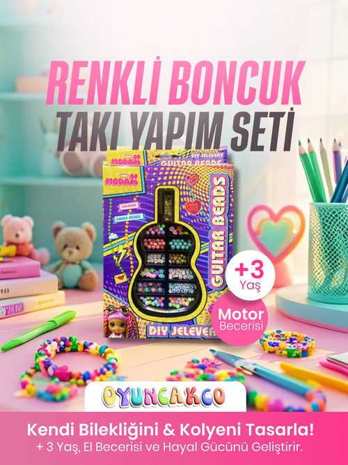 Gitar Beads Takı Yapım Seti | 3+ Yaş Boncuklu El Becerisi Oyunu