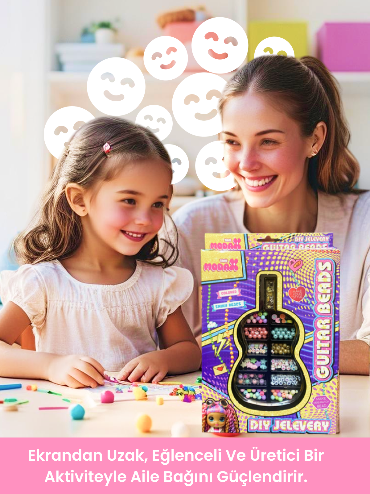 Gitar Beads Takı Yapım Seti | 3+ Yaş Boncuklu El Becerisi Oyunu