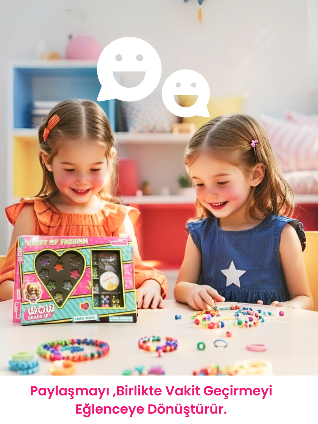 Kalpli Takı Tasarım Seti | Renkli Boncuklarla El Becerisi Geliştirme, 3+ Yaş DIY Takı Tasarım Oyunu